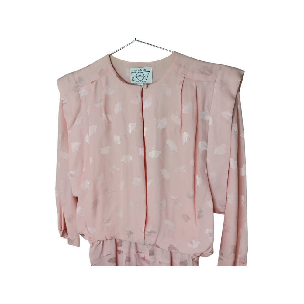 Vintage Nordstrom POV 100% Silk Pink Floral Midi Dress Sz 4 Romantic Cottagecore - Picture 6 of 16